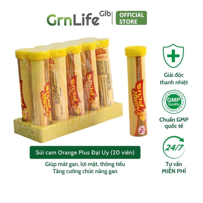 Viên sủi Orange Plus Đại Uy hương cam - Bổ sung vitamin C, hỗ trợ tăng cường sức đề kháng và giải độc cơ thể (Ống 20 viên) Vitamin tổng hợp Tuba c sủi vị viên sủi vitamin c viên sủi vitamin c chanh dây