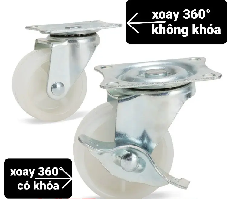 Bánh xe nhựa đen lắp tủ, đẩy hàng chịu lực 1