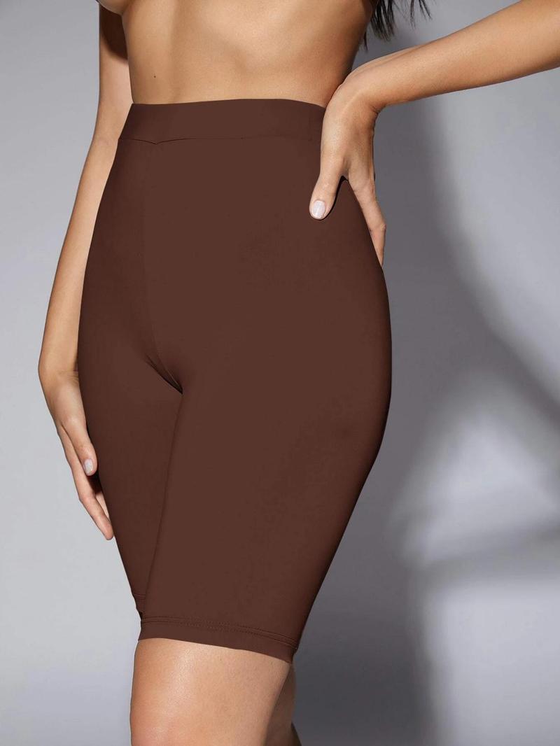 Product Introduction of Women's Solid Color Short Sleeve Tee & High Waist Skinny Shorts Set, Summer Clothes Women, Casual Round Neck T-shirt & Tight Shorts 6