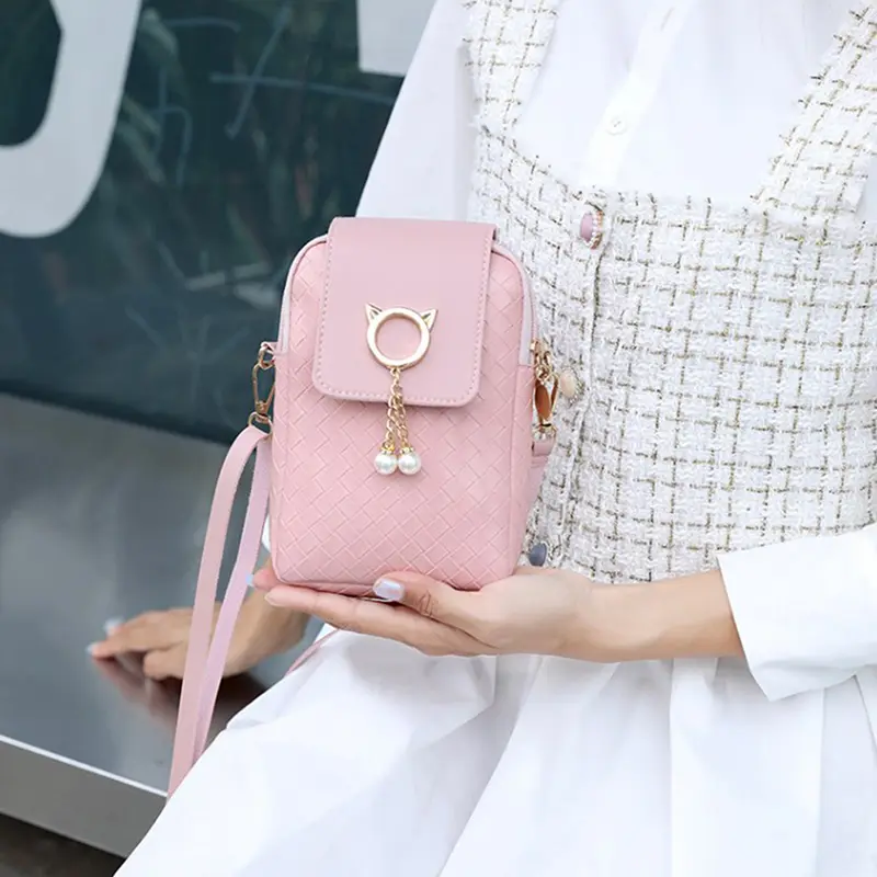 Túi Đeo Vai Đựng Điện Thoại Di Động Đeo Chéo Mini, Phong Cách Mùa Xuân Hè, Túi Nữ Kiểu Vỏ Tua Rua Dệt, Túi Đeo Chéo Vai