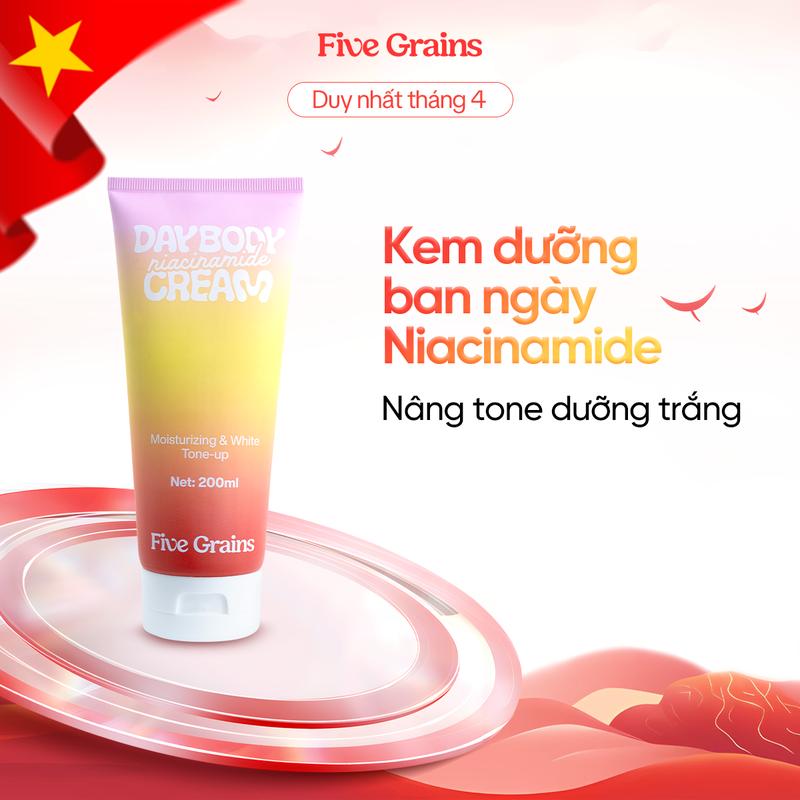 Kem dưỡng Five Grains giúp làm trắng da Niacinamide, Alpha-Arbutin ban ngày 200ML