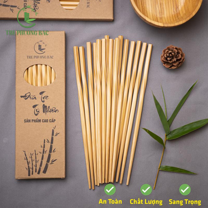 Hộp 10 đôi ĐŨA GỖ TRE XOẮN CAO CẤP - TRE PHƯƠNG BẮC Tre Tự Nhiên An Toàn Chất Lượng Dày 26cm Hộp 10 Đôi Dành Cho Người Lớn Thân Thiện Môi Trường