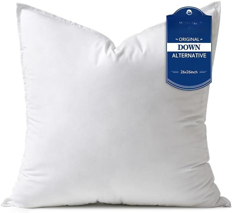 TikTok Shop 26x26 Down Alternative Pillow Insert Euro Decorative Throw Pillow 26 Inch Body Pillow Bed Sleeping Pillow Ultra Soft Fluffy Pillow Form for Sofa Couch Bed