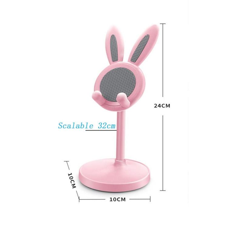 MEKALI Table Support Rabbit Bunny Phone Holder Adjustable Lazy Bracket Telescopic Lifting Phone Holder Multi-angle Cartoon Desktop Mobile Phone Bracket Live Broadcast 2