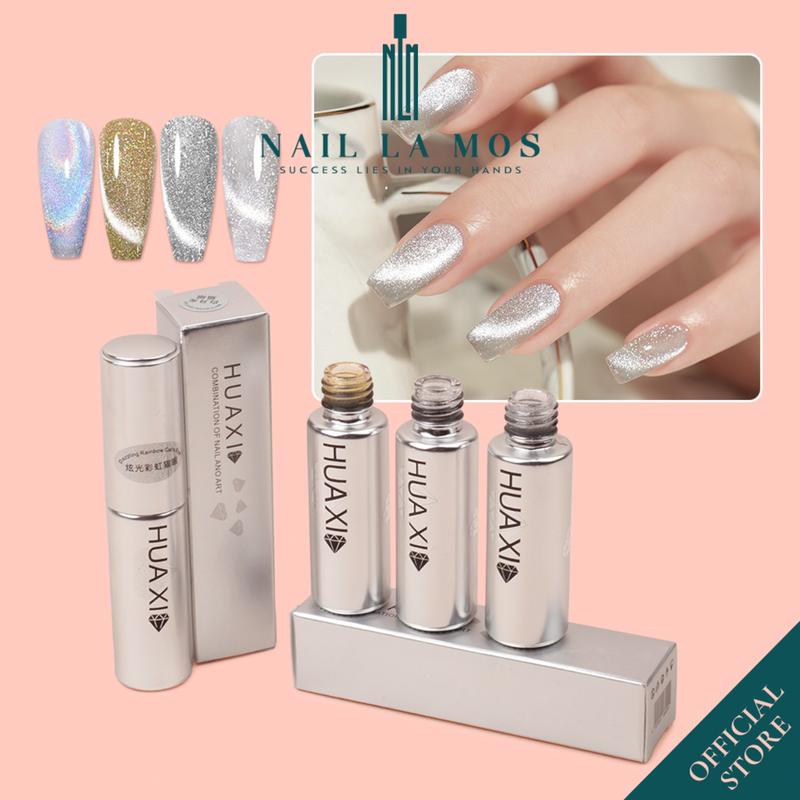 Top mắt mèo kim cương Huaxi 9D chính hãng - Sơn gel mắt mèo ánh trăng Huaxi trắng bạc vàng cầu vồng 15ml lẻ chai
