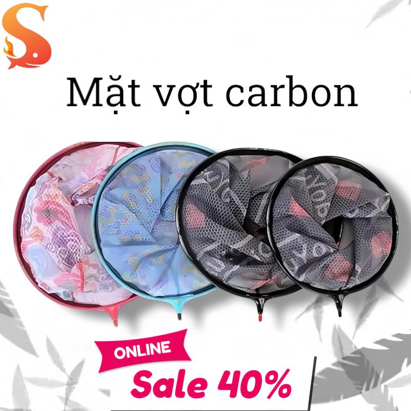 Mặt Vợt Cá Carbon vành tròn 35cm 40cm Chuyên Câu Đơn Câu Đài GDC-10