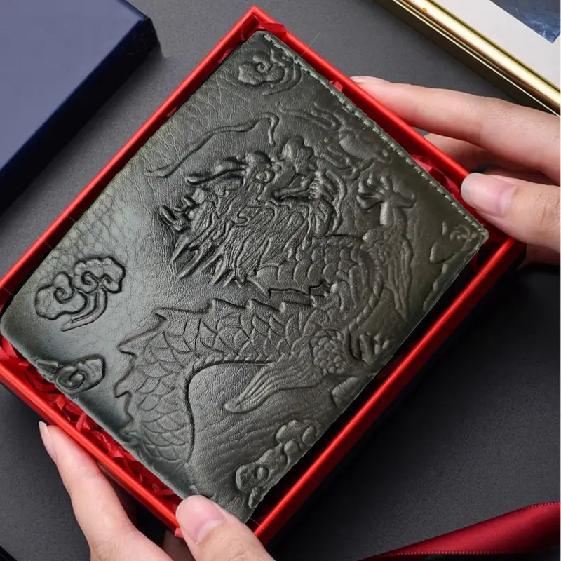 Ví Nam Da Bò Sáp Ý cao cấp mac Rồng tài lộc và may mắn 2024 - VN029 Hình Chữ Nhật Wallet 5