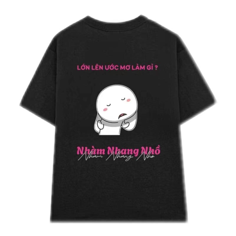 Áo Thun Hình Thỏ In NHÀM NHANG NHO Chữ Hồng Cổ Tròn