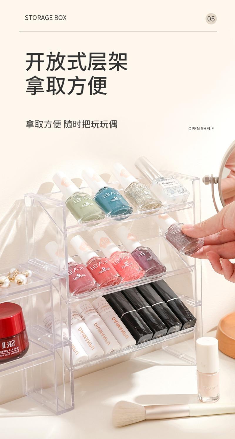 Product Introduction of Desktop transparent storage rack can be stacked with cosmetics sorting rack, badge display rack, jewelry lipstick storage rack 6