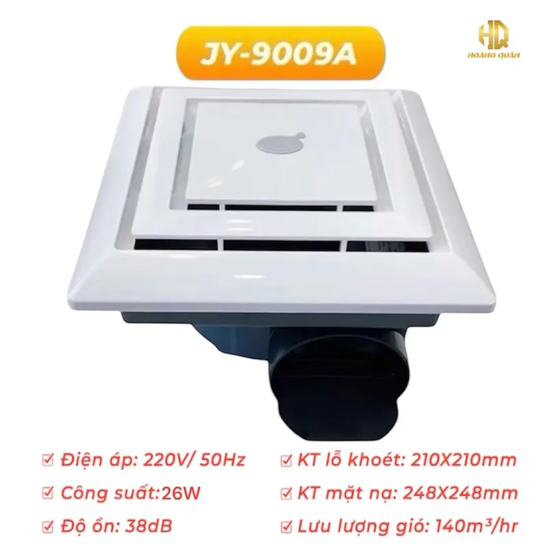 Quạt Thông Gió Âm Trần JY-9009A, JYE-Đài Loan, Công suất 26W (Bảo hành 2năm).