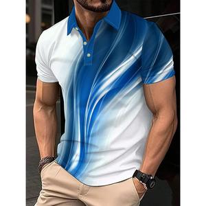 ผู้ชาย เสื้อโปโลแขนสั้น เสื้อกอล์ฟลำลองประจำวัน พิมพ์ลายเส้นเรขาคณิต
