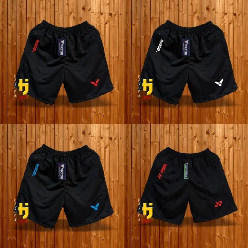 Paket grosir 5pcs celana badminton pria wanita dewasa jumbo kain hitam logo warna 1