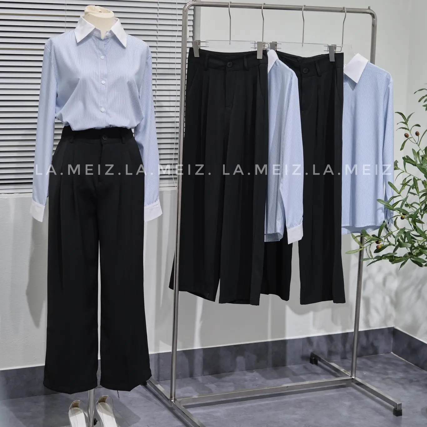 sơ mi kẻ xanh cơ bản la.meiz