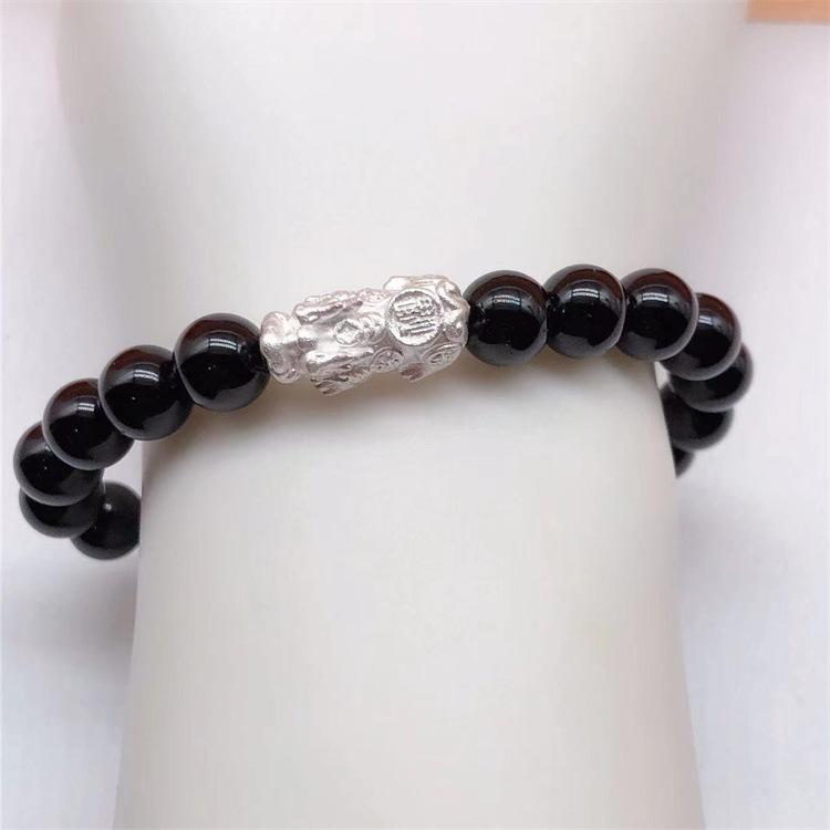 Product Introduction of Pure Silver Pi Xiu Bracelet Red Black Agate Bracelet Merchant Enterprise Company Gold Store Live Broadcast Activity Drainage Gift Wholesale 6
