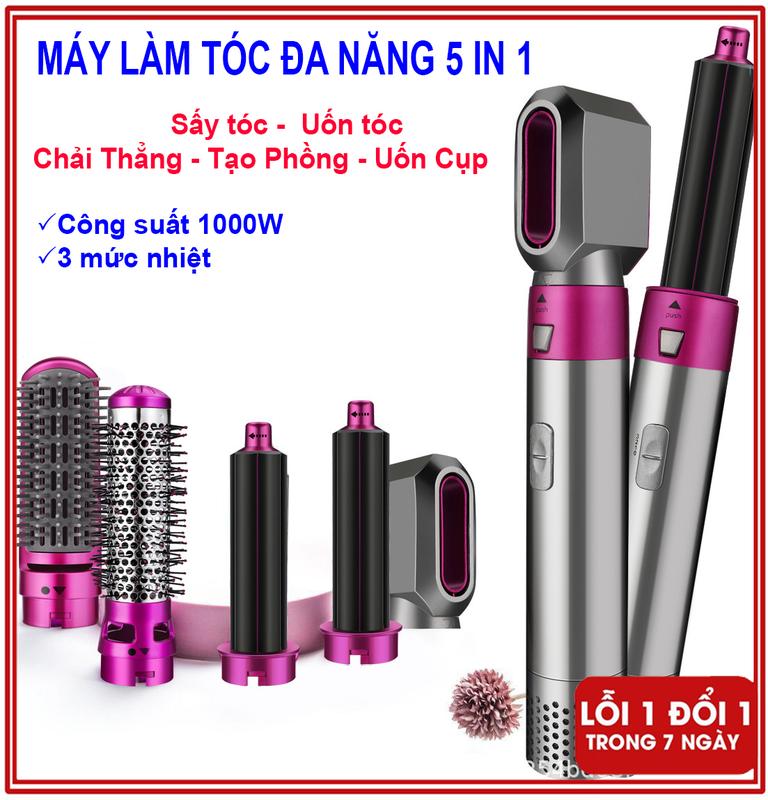  Máy làm tóc 5 in 1 uốn xoăn phồng sấy - Máy sấy uốn tóc tạo kiểu đa năng mini 3 mức nhiệt 