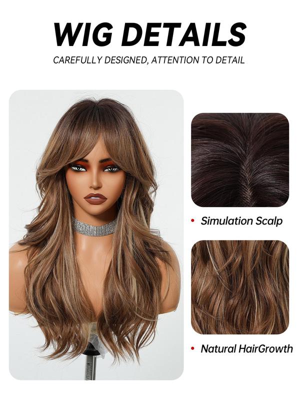24 Inch Long Layered Cut Wigs for Women, Gorgeous Fluffy Wigs, Synthetic Full Machine Wigs for Party, Daily Use 6