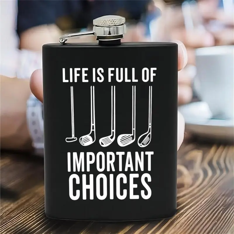 Golf Themed Stainless Steel Hip Flask, 8oz Golf Life Themed Hip Flask, Portable Drinkware for Outdoor Camping, Golf Enthusiast Gift 2