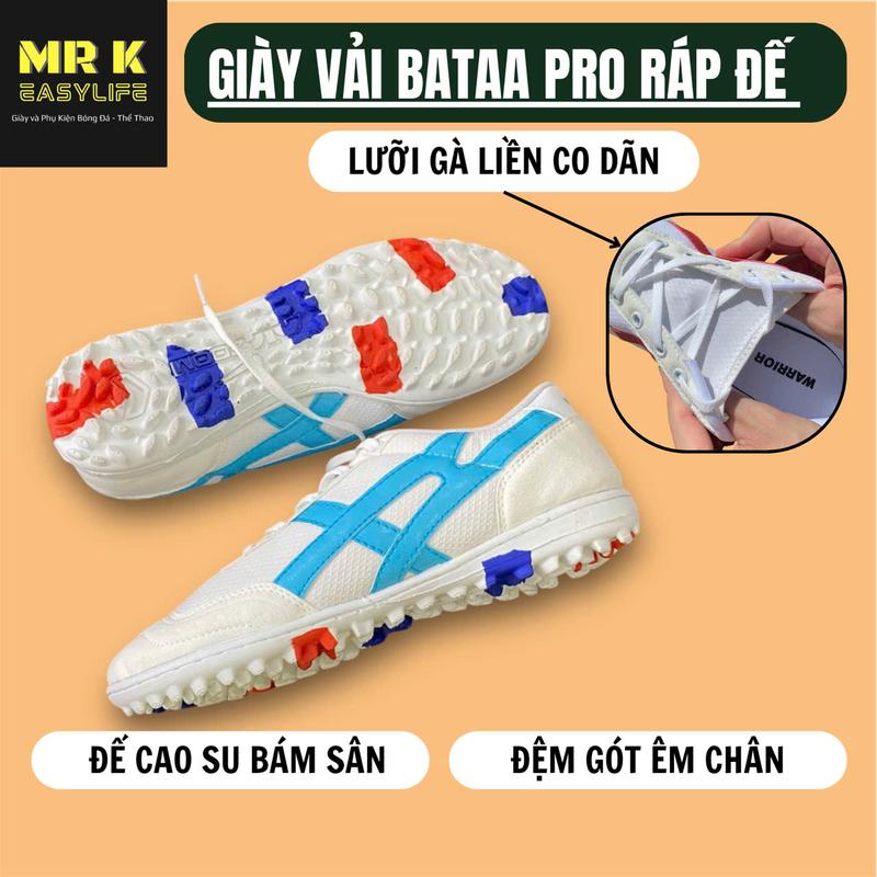 [LÙI 1 SIZE] Giày Đá Bóng nam BATAA vải ráp đế cao su TF, có ĐỆM ÊM, khâu full đế, tặng kèm tất, dây phối màu, Sport, Đá Banh sân cỏ nhân tạo, thể thao, sneaker