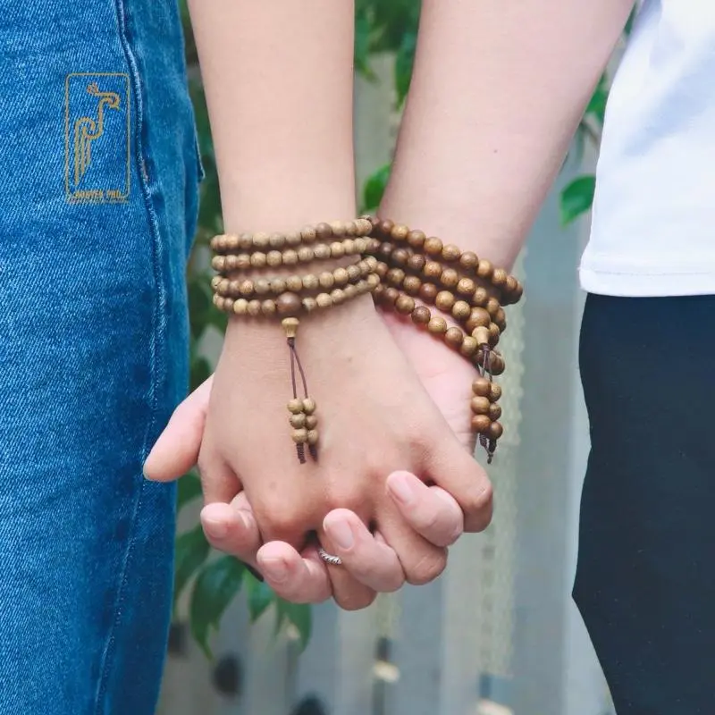 VÒNG TAY TRẦM HƯƠNG 108 HẠT SIZE 6LI - 8LI  - Hương thơm dịu ngọt nhẹ - Phú Trọc Trầm Hương