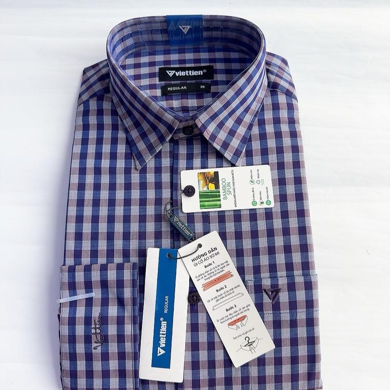 Áo sơ nam việt tiến dài tay và ngắn tay phom regular (1674-1673) Sơ Mi Có Cổ
