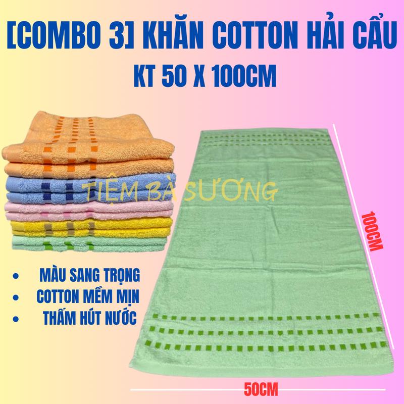 [COMBO 3] KHĂN TẮM COTTON HẢI CẨU HÀNG ĐẸP, CHẤT LƯỢNG, THẤM HÚT TỐT(GIAO MÀU NGẪU NHIÊN), NHÀ TẮM, KHĂN TẮM