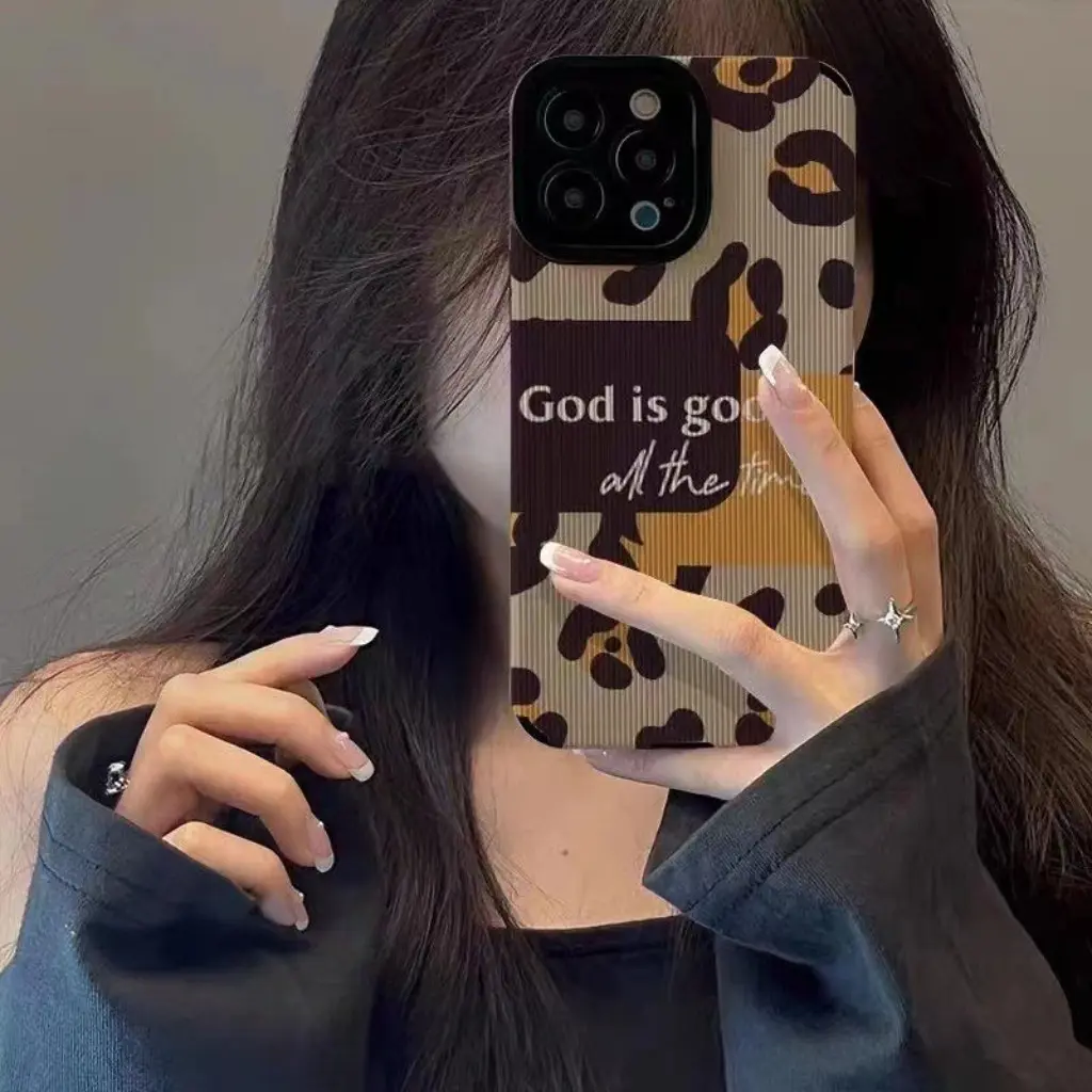 Leopard English iPhone Apple 14/13 phone case 12/11 anti-drop 7/8p/X/XR soft case for Apple 15