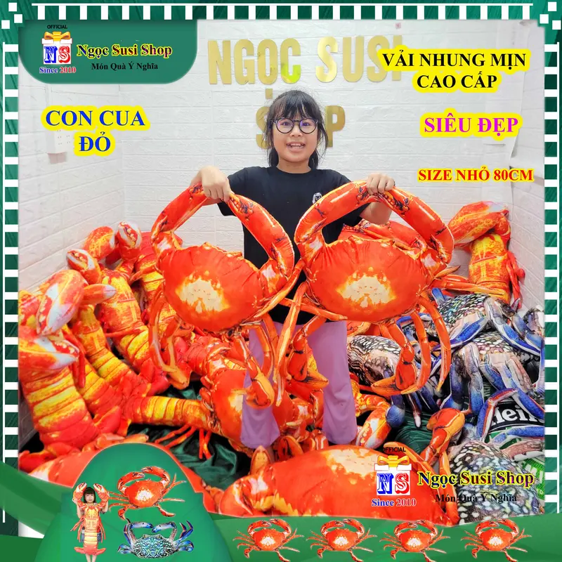 THÚ NHỒI BÔNG CON CUA TÔM HÙM ALASKA GHẸ BÔNG XANH ĐẸP NHƯ ẢNH NHÉ - GỐI ÔM CON CUA đồ chơi doll gấu bông Toy búp bê HÀNG HOT Thú Bông Voi Phát Nhạc 4