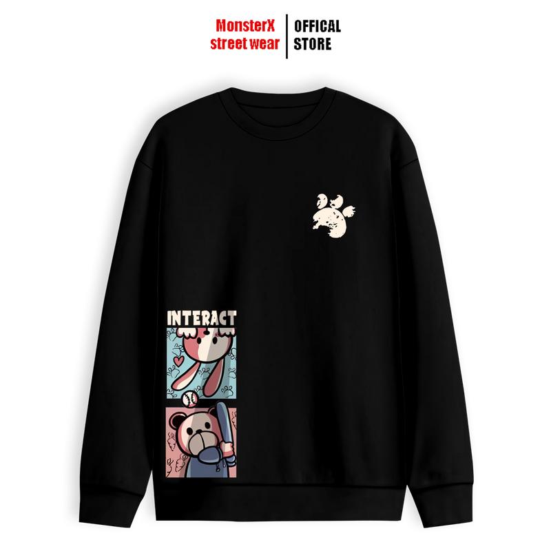 Áo Sweater Bear Rappit nỉ bông Monster X Street nam nữ form rộng thu đông