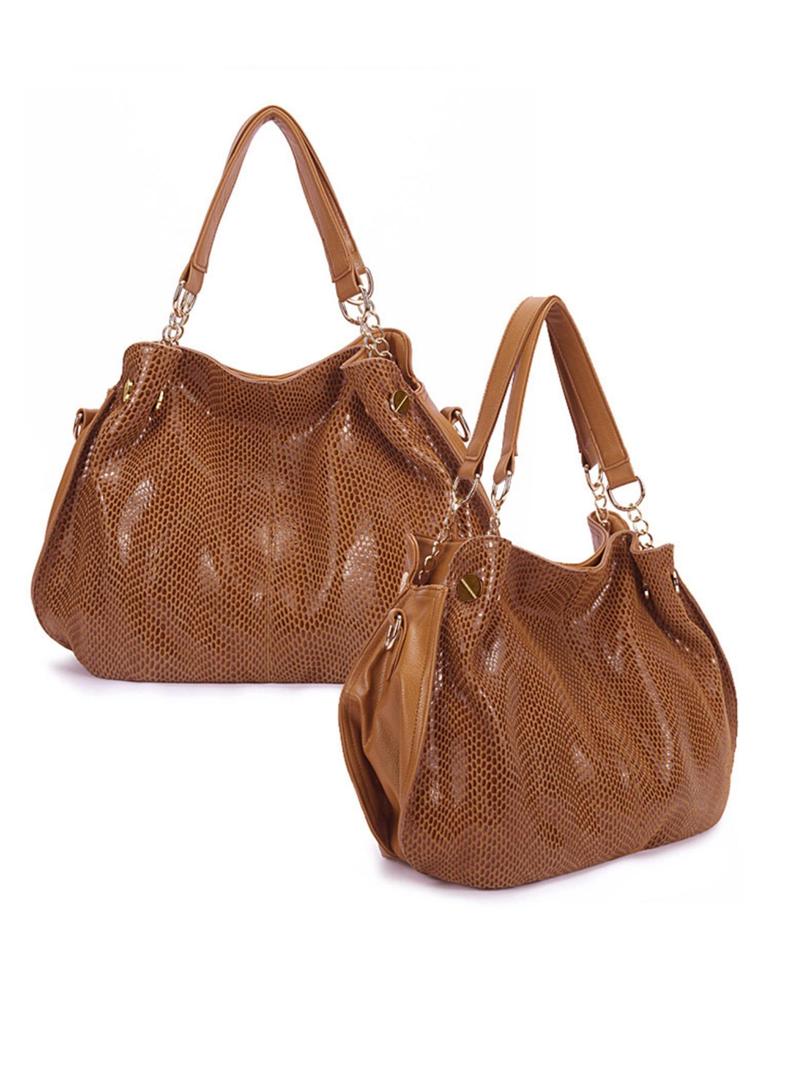 Product Introduction of Women's Business Genuine Leather Snakeskin Embossed Shoulder Bag, Casual Leather Large Capacity Tote Bag for Women, Trendy Versatile Commuting Bag for Daily Use 7