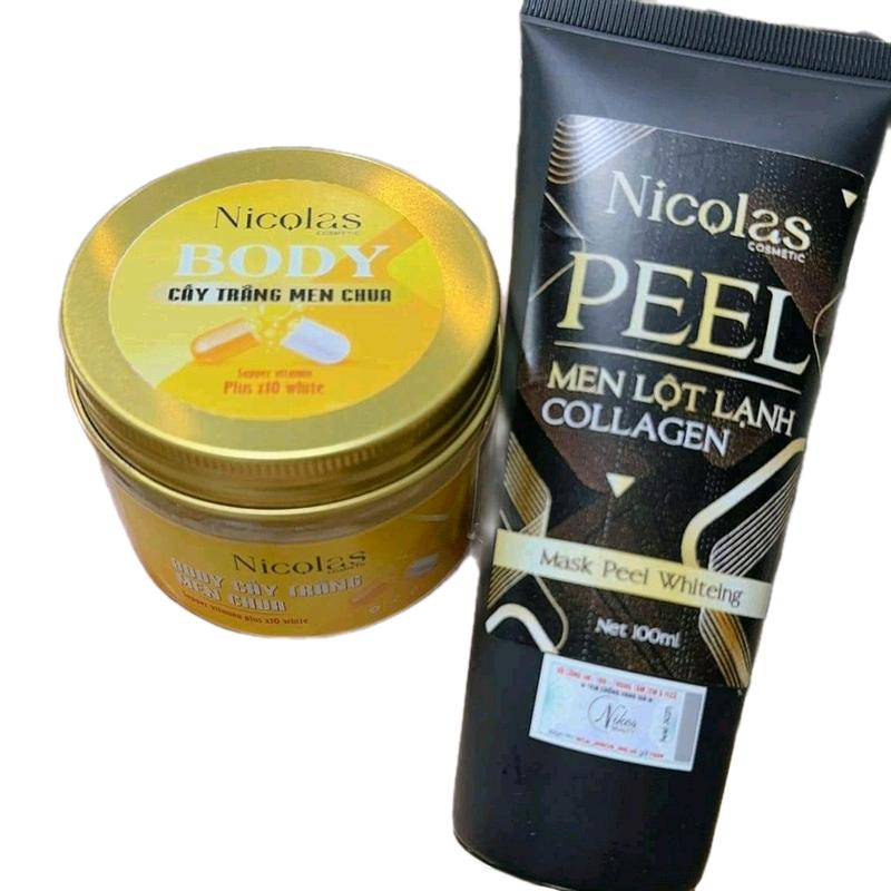 Combo men lột lạnh nicolas  + kem body men chua nicolas Dưỡng Body Làm Đẹp Da