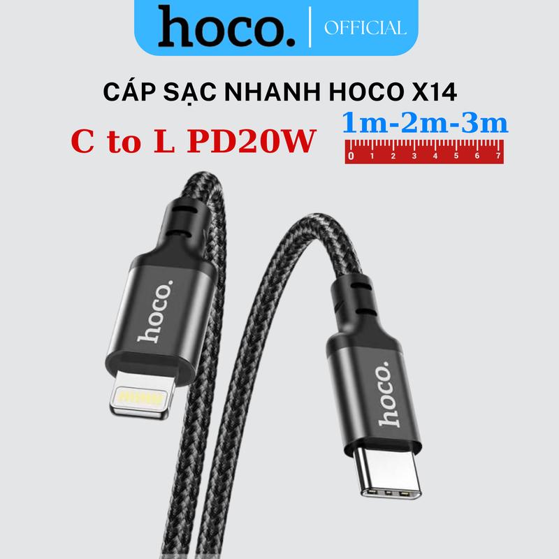 Cáp sạc nhanh PD20W bọc dù bền đẹp 1m/2m/3m Type-C to L Hoco X14-Hoco X56 Phụ Kiện Sạc Điện Thoại capsacnhanh  20w