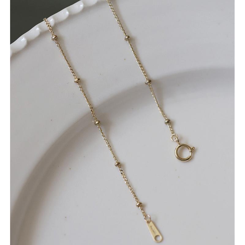 Product Introduction of 925 Sterling Silver Plated 14K Gold Bracelet Doudou Spacer Beads Ball Pure Necklace Simple Light Luxury Japanese and Korean All-Match Fine Plain Bracelet 8