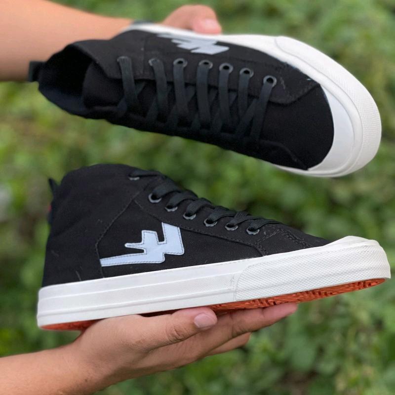 [BISA NYALA] Sepatu Sneakers Aeko High Black Reflective original produk lokal made in Indonesia Canvas Casual 4