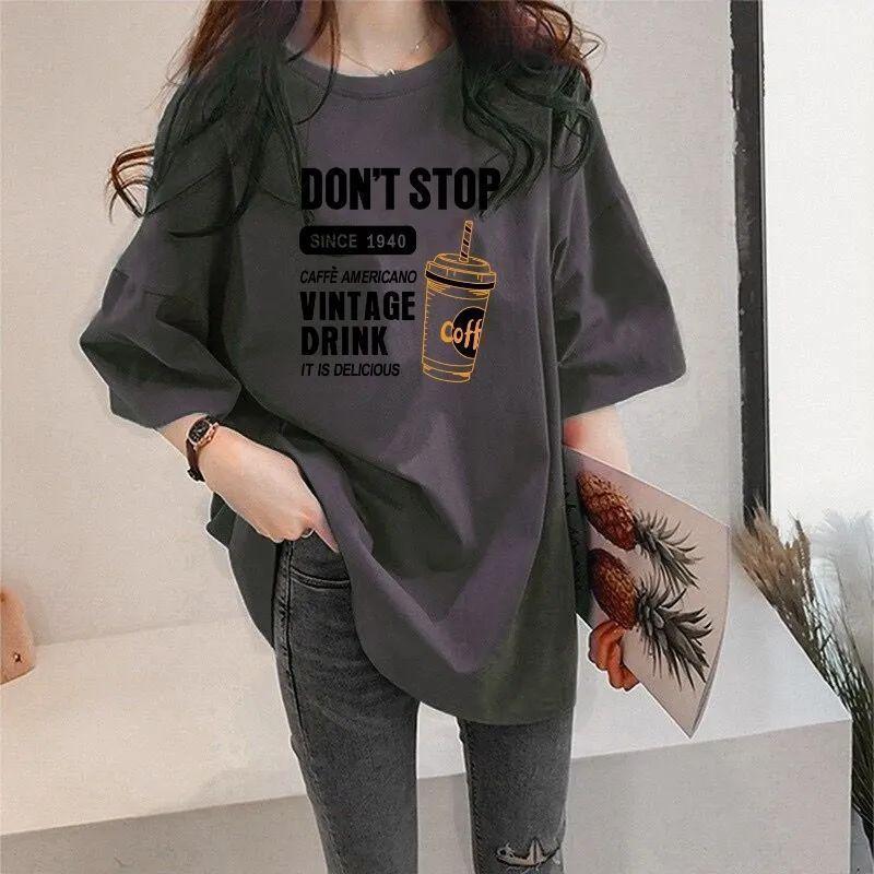 Product Introduction of Áo Thun Nữ Ngắn Tay, Thiết Kế In Hình, Hàng Mới Về Mùa Hè 2024, Áo Dài Trung Bình Dáng Rộng Che Khuyết Điểm 3