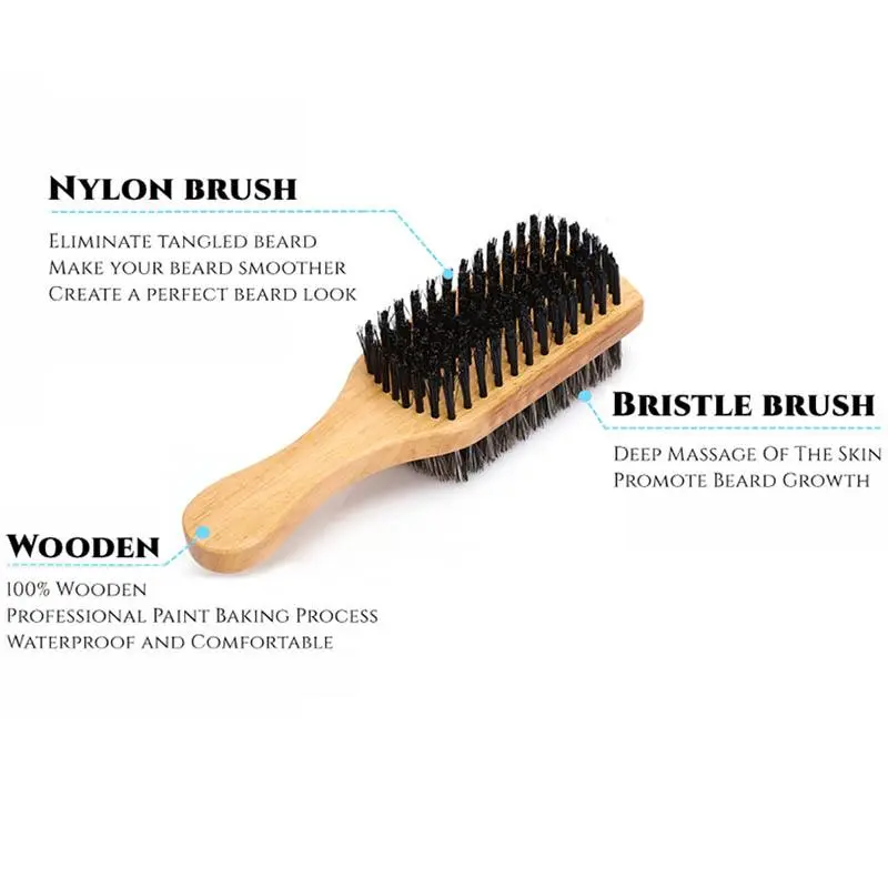 Double-sided Horse Mane Hair Beard Brush, Professional Beard Styling Comb, Heatless Haircare & Styling Comb for Beard Shaving, Valentine's Day Gift, Hair Style, Trending Beauty Products 4