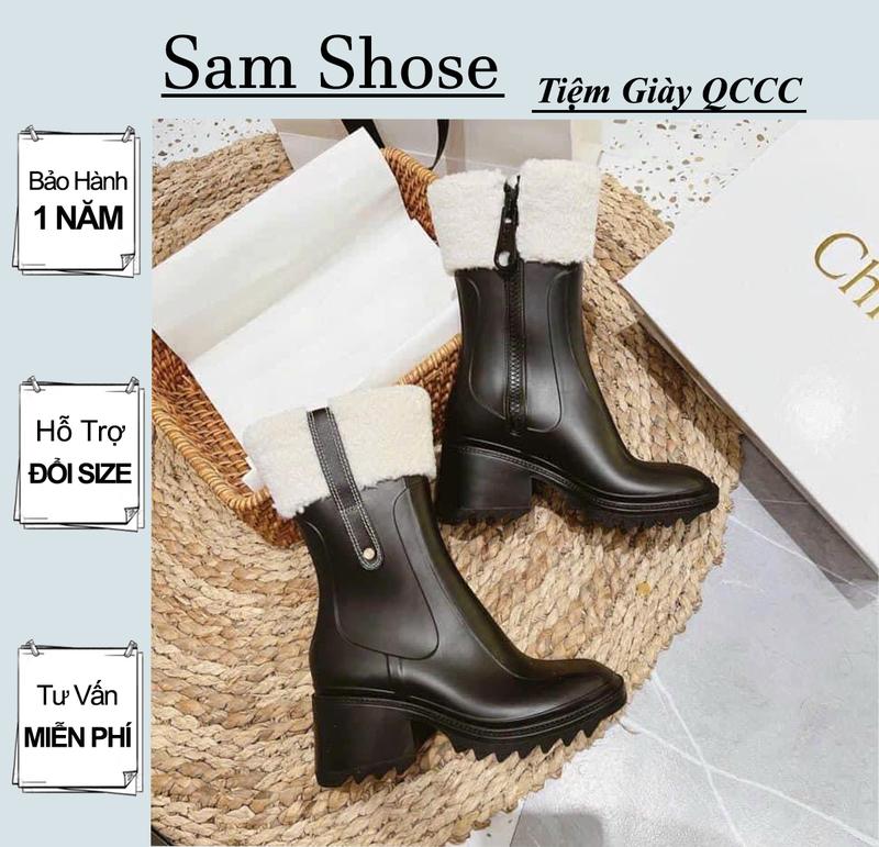 Bốt Nữ cổ lửng khoá kéo chất da phối lông QCCC Boot Jean (W88-8)