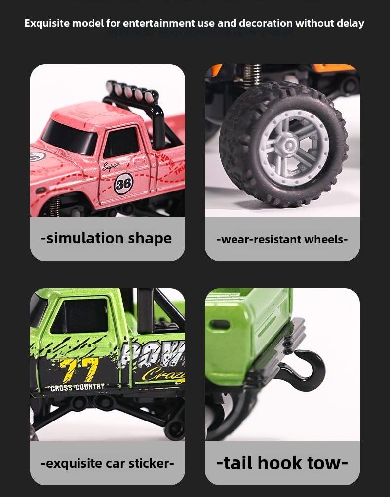 Product Introduction of Off-road Bigfoot 1:64 speed mini remote control car alloy appearance cool lights shock absorption children's toys 24