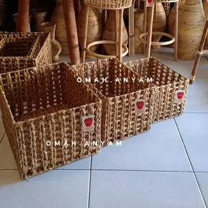Keranjang anyam eceng gondok | Storage Eceng gondok | Keranjang anyam Kerawang Eceng Gondok Penyimpanan Pakaian