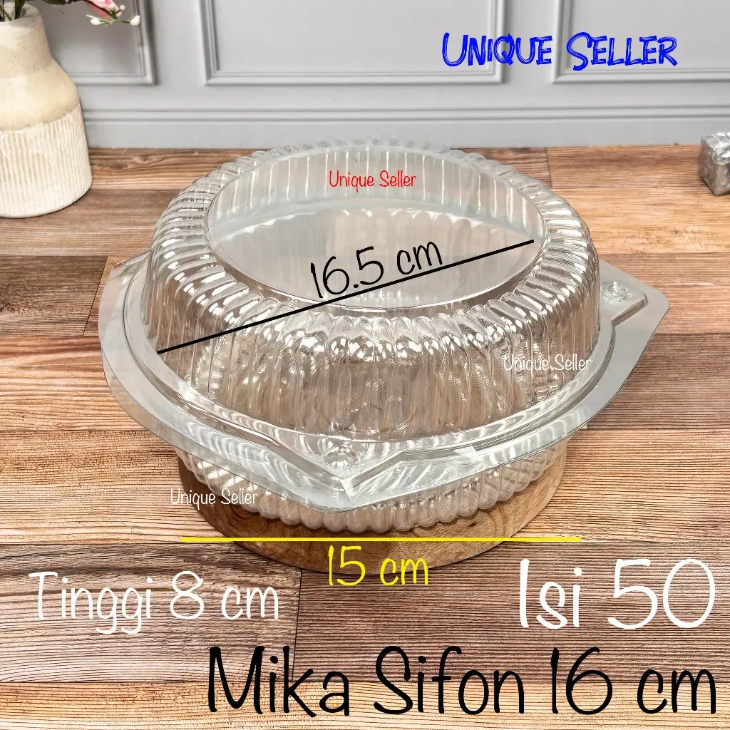 Mika Bolu Bulat Sifon 16 cm Tinggi 8 cm SP isi 50 pcs / Mika Chiffon Siffon Chifon SF 1608 SF 16cm 16.5 16,5 cm / Mika Nasi Kuning Nasi Goreng Nasi Campur Roti Kue Jajan Snack Puding