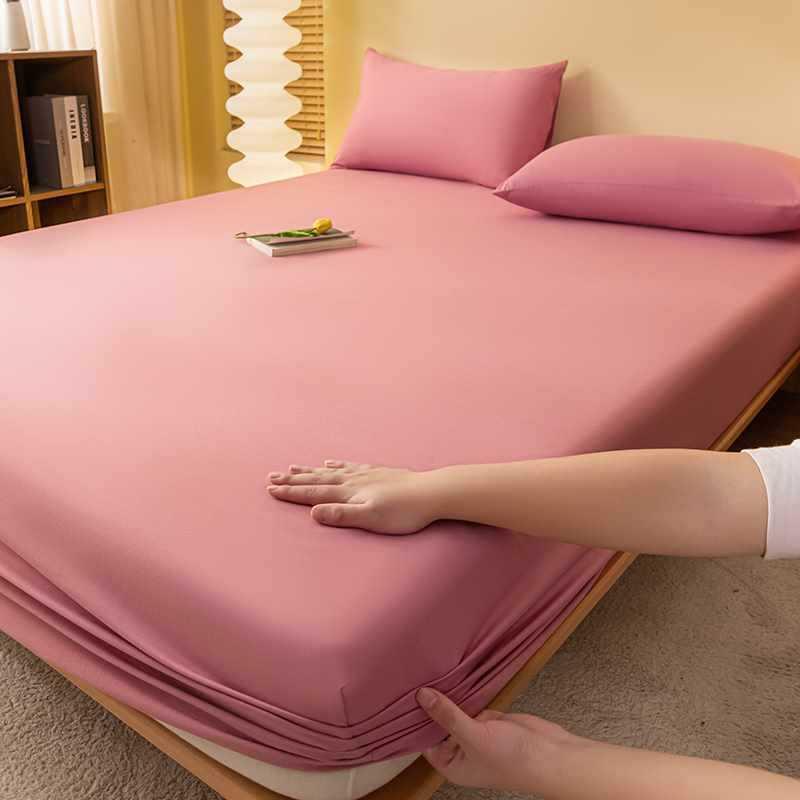 Product Introduction of INS Style Solid Color Fitted Sheet One-Piece Bedspread Student Dormitory Simmons Dust Cover Mattress Cover Pillowcase Universal 18