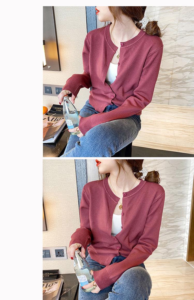 Product Introduction of Áo Cardigan Dệt Kim, Áo Khoác Phù Hợp Bên Ngoài Mỏng Mùa Thu, Dành Cho Nữ, Hàng Mới Về 2023, Áo Len, Ngắn Và Rộng, Màu Đen, Cổ Tròn, Áo Dài Tay 6