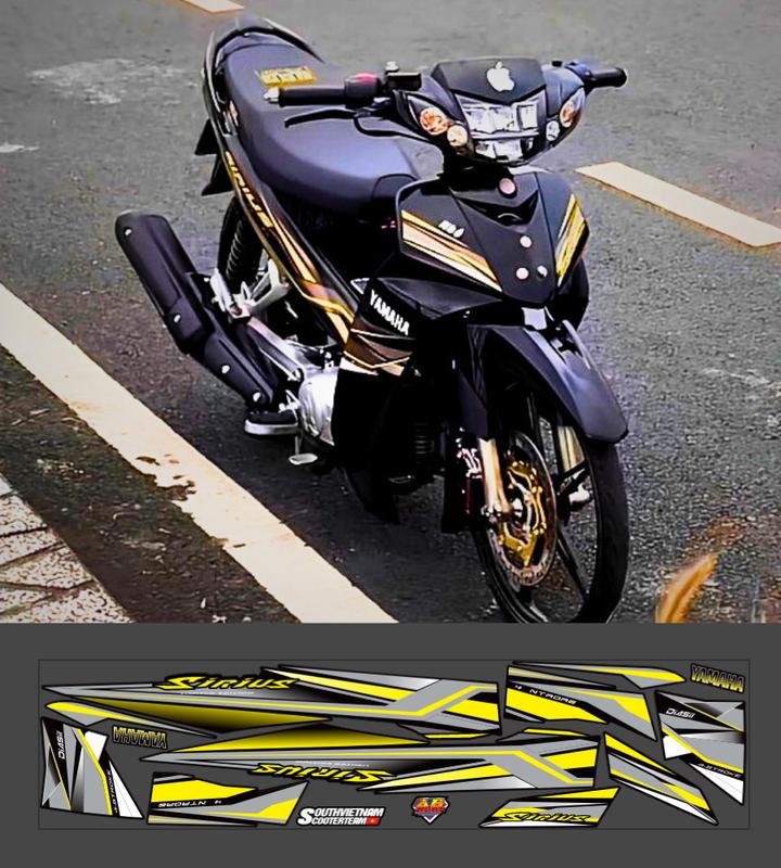 Tem Ba Lớp Băng Lôi Chỉ Vàng Dán Xe Đen SIRIUT Nhãn Dán Decal sirius 50 - 110 cc