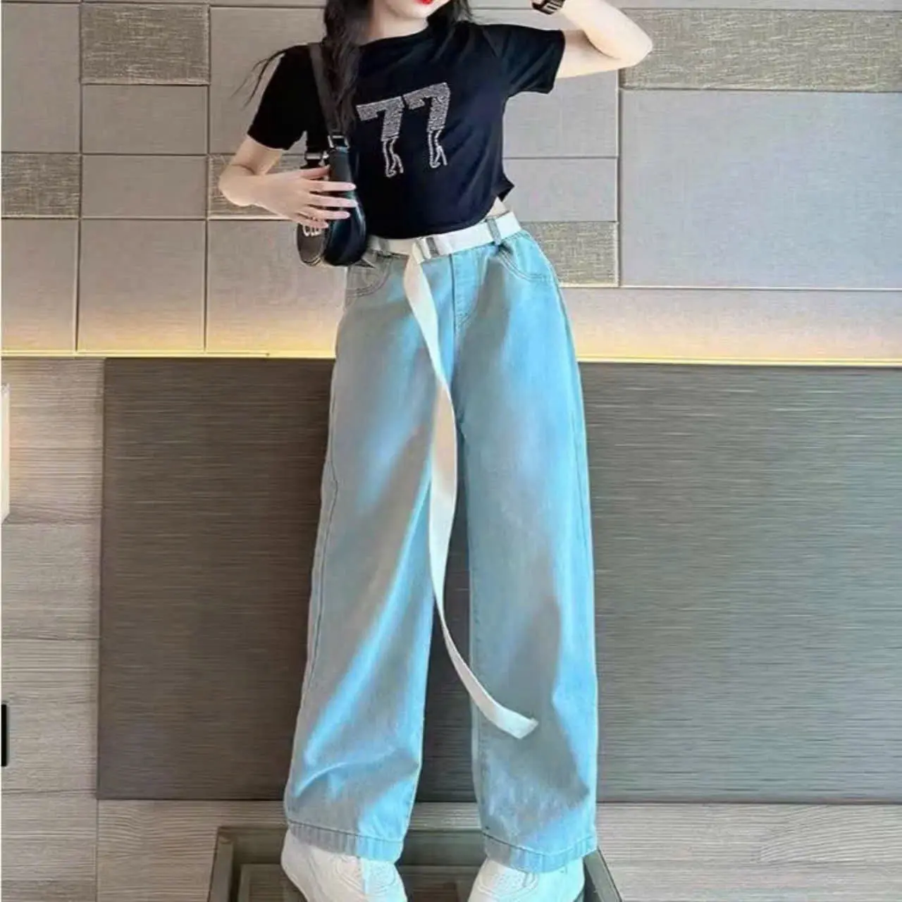 Bộ quần jeans áo cộc tay bé gái size 16-50kg
