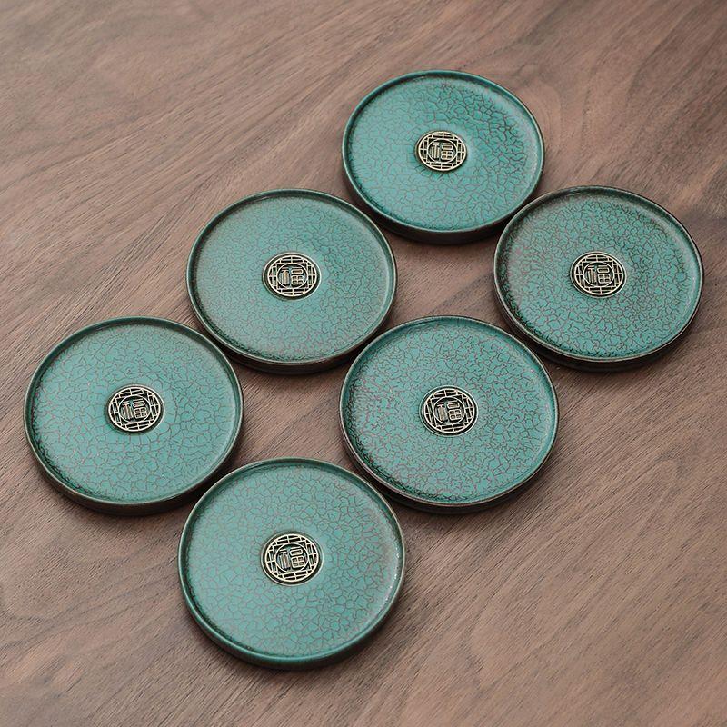 Product Introduction of [2789 People Collected] High-end Green Glaze Kung Fu Tea Coaster Small Tea Tray Ceramic Kung Fu Tea Set Accessories Tea Ceremony Heat Insulation Coaster Tea Set Accessories 2