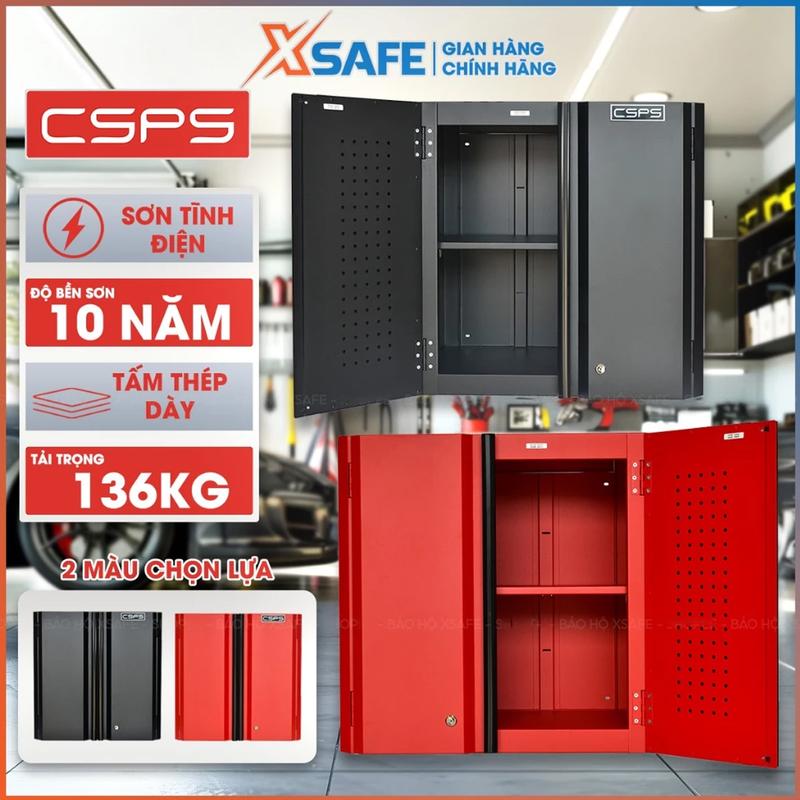 Tủ dụng cụ treo tường 2 cánh cửa CSPS, sơn tĩnh điện 2 màu đỏ đen lựa chọn, tổng tải trọng lên đến 136kg