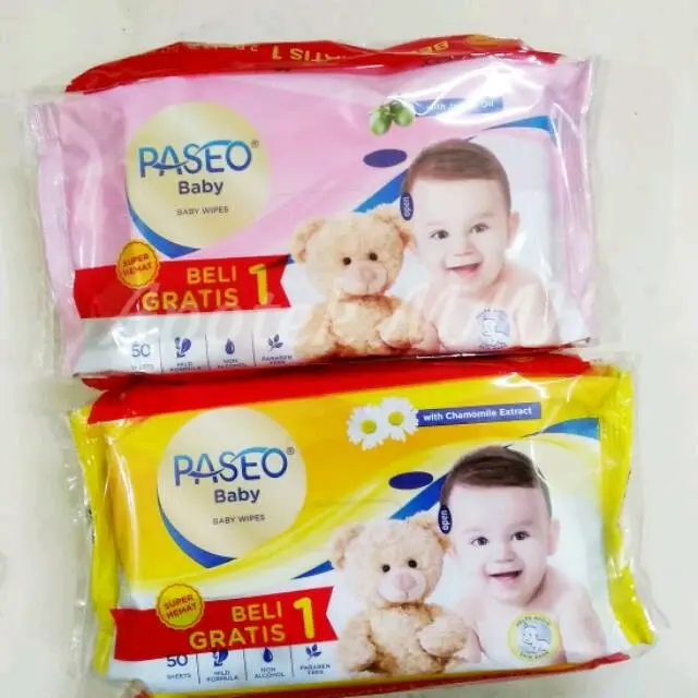 tisu basah paseo 1 pack / 3 pack 50 sheet | Tissue PASEO Baby Wipes 50 Sheet / Tissue Basah Bayi Bebas Paraben Non Alcohol {1 Pack / 3 Pack} Beli 1 Gratis 1