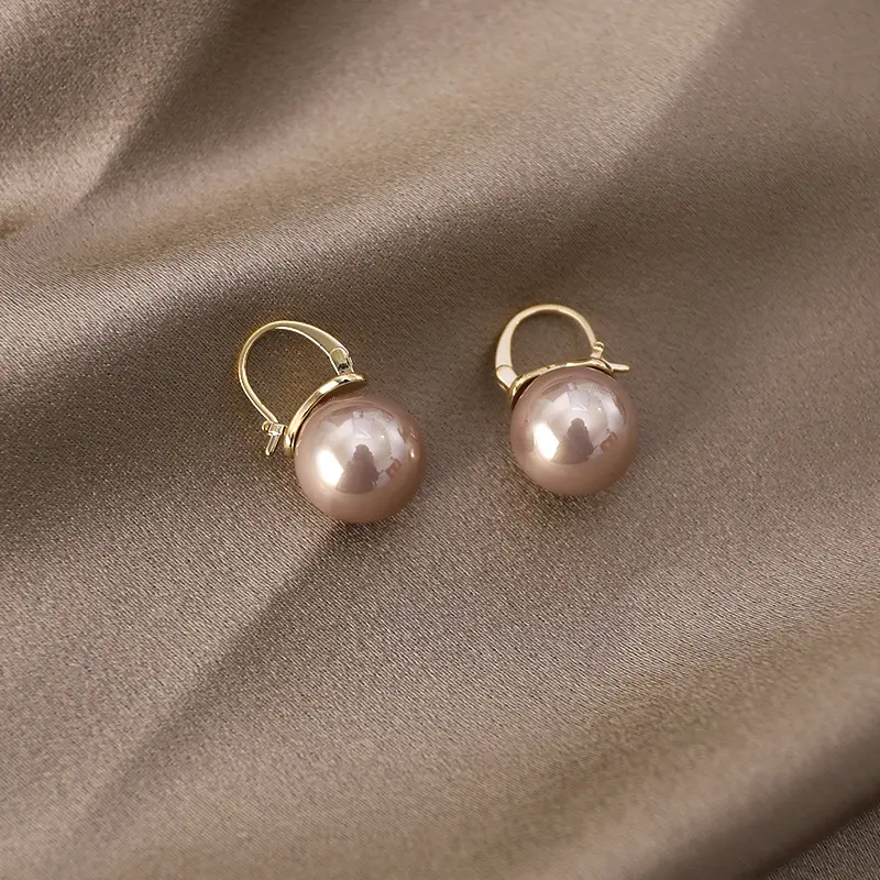 @Special Price@ Korean Retro Large Pearl Earrings Niche Light Luxury Elegant High-end Versatile Ear Clips Ear Jewelry