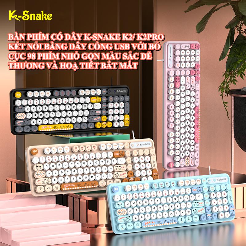 Bàn phím có dây K-SNAKE K2 PRO với thiết kế màu sắc hiện đại trẻ trung kèm theo họa tiết hoạt hình vô cùng dễ thương 2