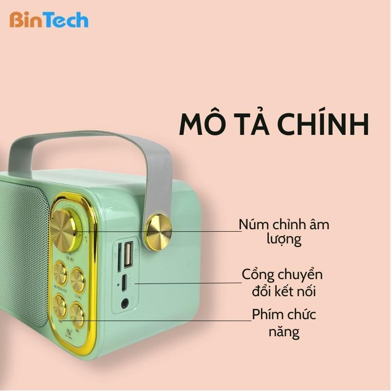 Loa karaoke mini 2 mic bluetooth BINTECH YS 105 Không dây, kèm 02 micro hát karaoke, công suất 25W - Bảo hành 12 Tháng 4