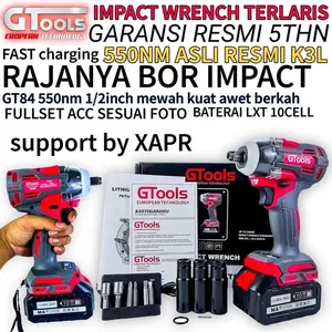 Impact wrench type GT84 550nm baterai 88v standart fullset accecoris lxt 10cell XAPR - GT84 DISKON